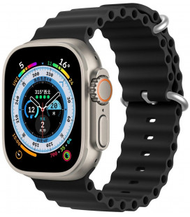 Juoda apyrankė Apple Watch SE / 8 / 7 / 6 / 5 / 4 / 3 / 2 / 1 (38 / 40 / 41 / 42 mm) laikrodžiams "Dux Ducis OceanWave"