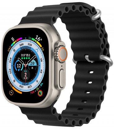 Juoda apyrankė Apple Watch SE / 8 / 7 / 6 / 5 / 4 / 3 / 2 / 1 (38 / 40 / 41 / 42 mm) laikrodžiams "Dux Ducis OceanWave"