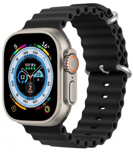 Juoda apyrankė Apple Watch 6 / 7 / 8 / 9 / 10 / SE / Ultra 1 / 2 (44 / 45 / 46 / 49 mm) "Dux Ducis OceanWave"