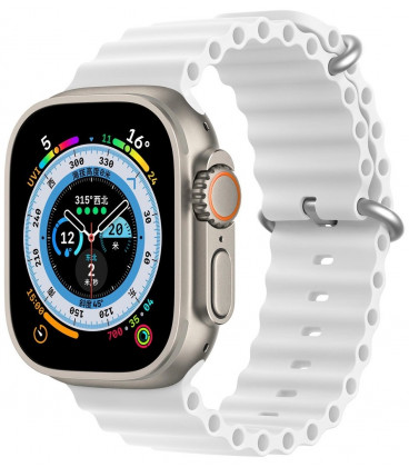 Balta apyrankė Apple Watch 6 / 7 / 8 / 9 / 10 / SE / Ultra 1 / 2 (44 / 45 / 46 / 49 mm) "Dux Ducis OceanWave"