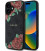 Juodas dėklas Apple iPhone 16 telefonui "Guess PU Leather 4G Roses MagSafe Case"