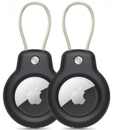 Juodas dėklas Apple Airtag 1 / 2 "Tech-Protect Rough Vein 2-Pack"