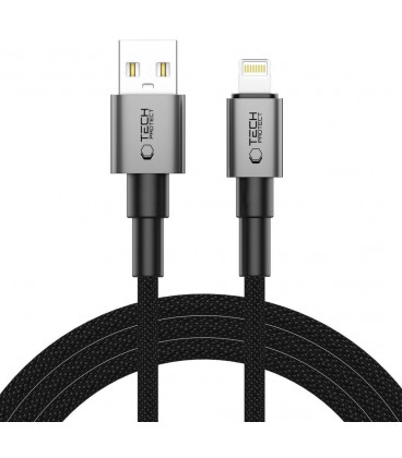 Pilkas USB-A - Lightning 15W / 3A 200cm laidas "Tech-Protect Ultraboost DNA"