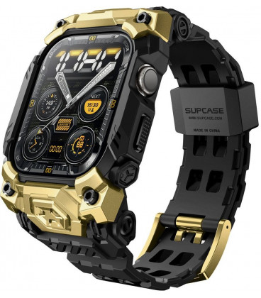 Auksinės spalvos / juoda apyrankė - dėklas Apple Watch 10 / 11 (46 mm) laikrodžiui "Supcase UB Ore"