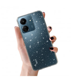 Skaidrus dėklas su blizgučiais Xiaomi Redmi 14C / Poco C75 telefonui "Crystal Glitter Case"