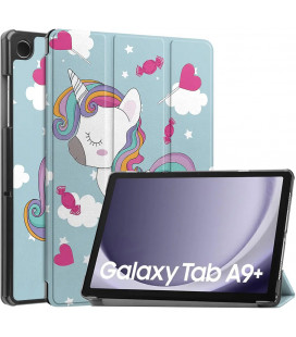 Atverčiamas dėklas Samsung Galaxy Tab A9 Plus / A11 Plus 11.0 planšetei "Smart Leather Unicorn"