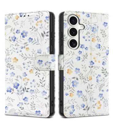 Atverčiamas dėklas Samsung Galaxy S25 telefonui "Tech-Protect Wallet Spring Flowers"