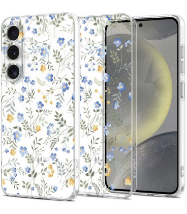 Skaidrus dėklas su gėlėmis Samsung Galaxy S25 telefonui "Tech-Protect Flexair Spring Flowers"