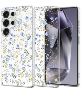 Skaidrus dėklas su gėlėmis Samsung Galaxy S25 Ultra telefonui "Tech-Protect Flexair Spring Flowers"