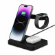 Juodas belaidis 15W pakrovėjas - stovas Android / Apple telefonams "Tech-Protect Qi15W-A37 3in1 Wireless Charger"