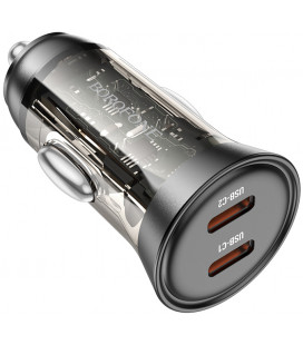 Automobilinis 2xUSB-C PD 45W 3A pakrovėjas "Borofone Car charger BZ26B Discovery"