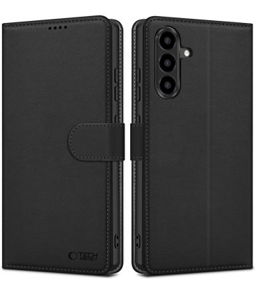Matinis juodas atverčiamas dėklas Samsung Galaxy A36 5G telefonui "Tech-Protect Wallet"