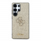 Auksinės spalvos dėklas Samsung Galaxy S25 Ultra telefonui "Guess PU Fixed Glitter 4G Metal Logo Case"