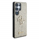 Auksinės spalvos dėklas Samsung Galaxy S25 Ultra telefonui "Guess PU Fixed Glitter 4G Metal Logo Case"