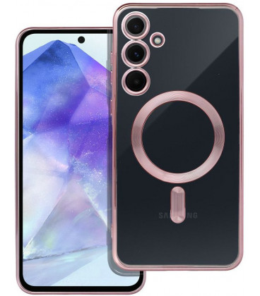 Rausvai auksinės spalvos / skaidrus dėklas Samsung Galaxy A55 5G telefonui "Electro Mag Cover"