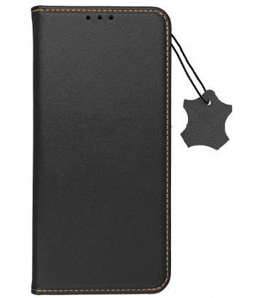 Juodas odinis atverčiamas dėklas Samsung Galaxy S24 FE telefonui "Leather case SMART PRO"