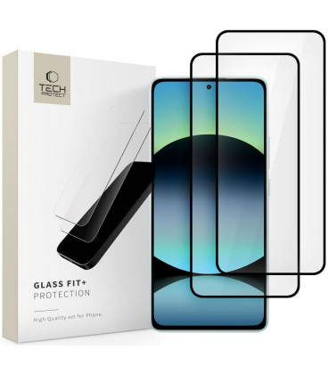 Apsauginis grūdintas stiklas Xiaomi Redmi Note 14 4G / 5G telefonui "Tech-Protect Glass Fit+ 2-Pack"