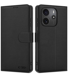 Matinis juodas atverčiamas dėklas Xiaomi Redmi Note 14 4G telefonui "Tech-Protect Wallet"