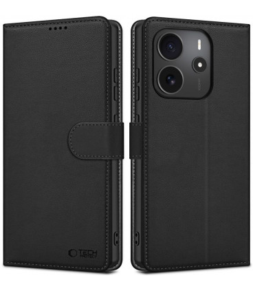 Matinis juodas atverčiamas dėklas Xiaomi Redmi Note 14 4G telefonui "Tech-Protect Wallet"