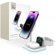 Baltas belaidis 15W pakrovėjas - stovas "Tech-Protect Qi15W-A27 3in1 Magnetic Magsafe"