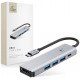 Pilkas adapteris - šakotuvas Type-C + USB3.0 + HDMI 4K 60HZ + PD100W "Tech-Protect HB01 Hub 5in1"