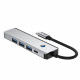 Pilkas adapteris - šakotuvas Type-C + USB3.0 + HDMI 4K 60HZ + PD100W "Tech-Protect HB01 Hub 5in1"