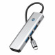 Pilkas adapteris - šakotuvas Type-C + USB3.0 + HDMI 4K 60HZ + PD100W "Tech-Protect HB01 Hub 5in1"