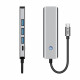 Pilkas adapteris - šakotuvas Type-C + USB3.0 + HDMI 4K 60HZ + PD100W "Tech-Protect HB01 Hub 5in1"