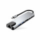 Pilkas adapteris - šakotuvas Type-C + USB2.0 + USB3.0 + HDMI 4K 30HZ + RJ45 + PD100W "Tech-Protect HB02 Hub 6in1"