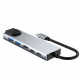 Pilkas adapteris - šakotuvas Type-C + USB2.0 + USB3.0 + HDMI 4K 30HZ + RJ45 + PD100W "Tech-Protect HB02 Hub 6in1"