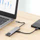 Pilkas adapteris - šakotuvas Type-C + USB2.0 + USB3.0 + HDMI 4K 30HZ + RJ45 + PD100W "Tech-Protect HB02 Hub 6in1"