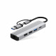 Pilkas adapteris - šakotuvas Type-C + USB2.0 + USB3.0 + RJ45 "Tech-Protect HB03 Hub 5in1"