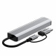 Pilkas adapteris - šakotuvas Type-C + USB2.0 + USB3.0 + RJ45 "Tech-Protect HB03 Hub 5in1"