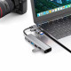 Pilkas adapteris - šakotuvas Type-C + USB2.0 + USB3.0 + RJ45 "Tech-Protect HB03 Hub 5in1"