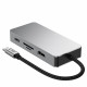 Pilkas adapteris - šakotuvas Type-C + USB2.0 + USB3.0 + HDMI 4K 60HZ + SD/TF + PD100W + RJ45 "Tech-Protect HB05 Hub 9in1"