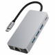 Pilkas adapteris - šakotuvas Type-C + USB2.0 + USB3.0 + HDMI 4K 60HZ + SD/TF + PD100W + RJ45 "Tech-Protect HB05 Hub 9in1"