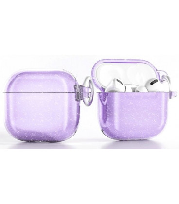 Purpurinis dėklas su blizgučiais Apple Airpods 4 ausinėms "Glitter Case"