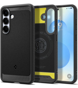 Juodas dėklas Samsung Galaxy S25 Plus telefonui "Spigen Rugged Armor Mag Magsafe"