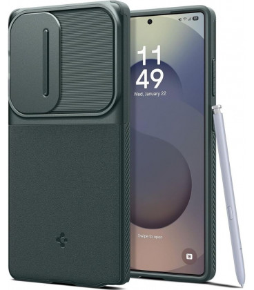 Žalias dėklas Samsung Galaxy S25 Ultra telefonui "Spigen Optik Armor"