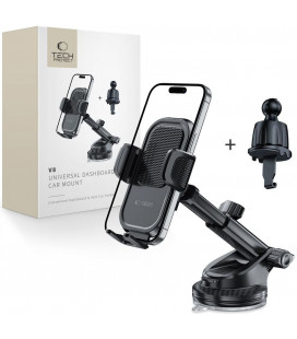 Juodas automobilinis telefono laikiklis "Tech-Protect V8 Universal Vent & Dash"