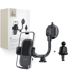 Juodas automobilinis telefono laikiklis "Tech-Protect V8 Universal Long Arm Vent & Dash"