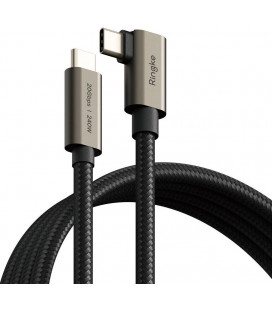 Juodas USB-C - USB-C PD240W 100cm laidas "Ringke USB 3.2 Gen 2X2 90 Degree"