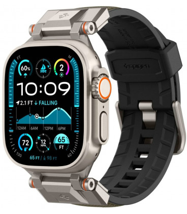 Žalia apyrankė Apple Watch 8 / 9 / 10 / 11 / SE / ULTRA (44 / 45 / 46 / 49 MM) laikrodžiui "Spigen Durapro Armor"