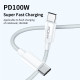 Baltas USB-C - USB-C PD100W 5A 200cm laidas "Rock Cable R6"
