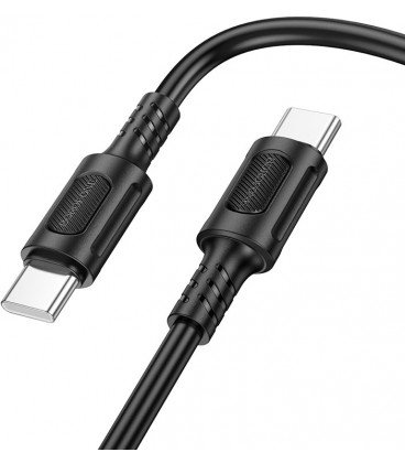 Juodas USB-C - USB-C 60W 3A 100cm laidas "Borofone Cable BX111 Feliz"