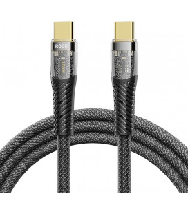 Juodas USB-C - USB-C PD100W 6A 120cm laidas "Rock Cable Z21 Transparency Series braided"