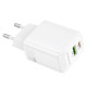 Baltas 1xUSB-A + 1xUSB-C QC 3.0 PD30W GaN pakrovėjas "Borofone Wall charger BN29 Fuente"