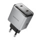 Pilkas 2xUSB-C PD40W GaN pakrovėjas "Borofone Wall Charger BN21 Lena"