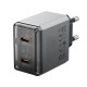 Pilkas 2xUSB-C PD40W GaN pakrovėjas "Borofone Wall Charger BN21 Lena"