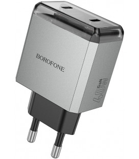 Pilkas 2xUSB-C PD40W GaN pakrovėjas "Borofone Wall Charger BN21 Lena"